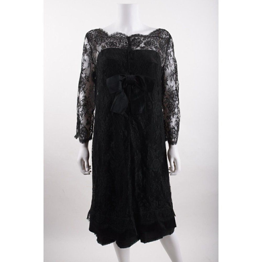 Vintage Harvey Berin Karen Stark Womans Lace Dress Black 50s 60s Party Formal S